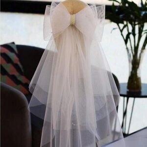 Bridal bow tulle hair wedding veil new